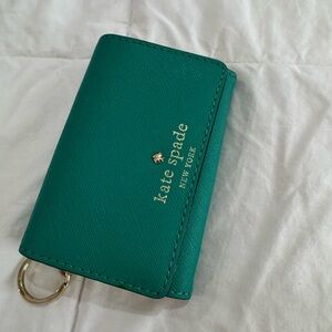 Kate Spade Turquoise Key Wallet with Gold Accents